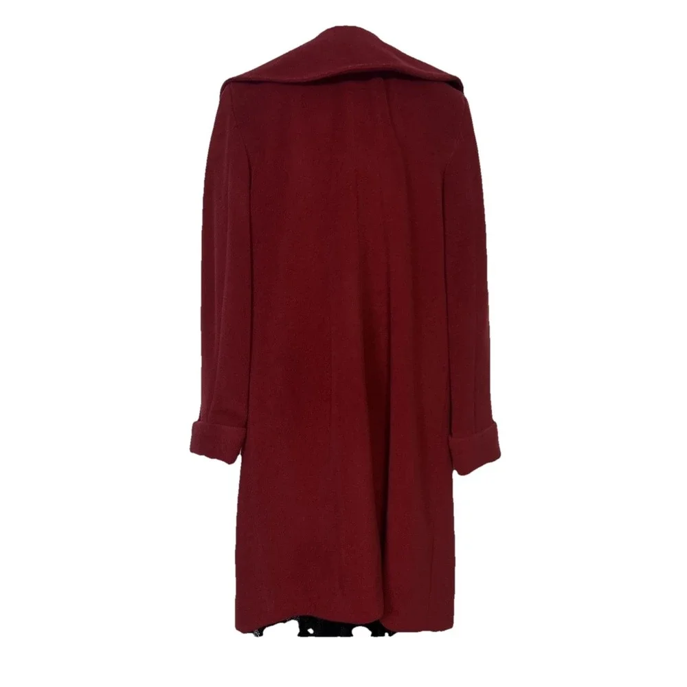 Cole Haan Angora Rabbit Hair Wool Blend Red Lined Long Coat Statement Luxury 8 - Picture 6 of 12